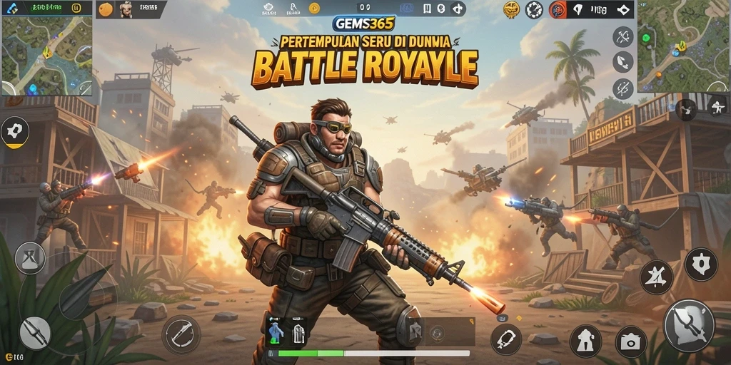 Tampilan gameplay seru dalam GEMS365 Battle Royale.