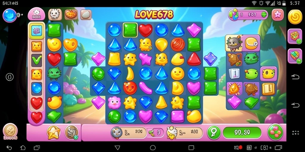 Tampilan menarik dari gameplay Match-3 yang penuh warna.