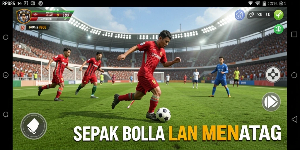 Tampilan gameplay <strong>RP886</strong> yang mendalam dan realistis dalam pertandingan sepak bola.
